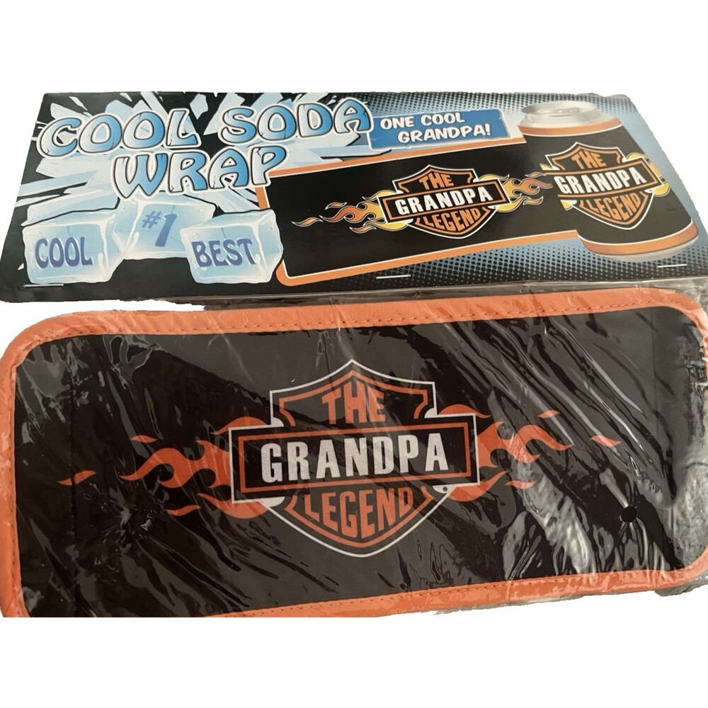 The Grandpa Legend Can Cooler Koozie-Style Drink Sleeve Black Flame Logo Gift